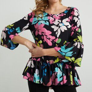 Joseph Ribkoff Floral & Ruffled Top Style 212163 Size 10